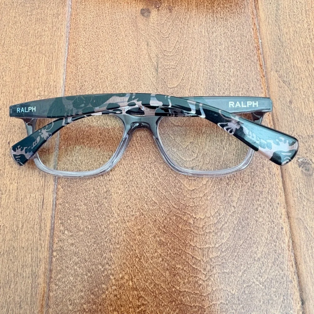 Ralph‎ Eyeglasses RA7071 Floral Temple Square Frames, Womens 52-16-140 Grey